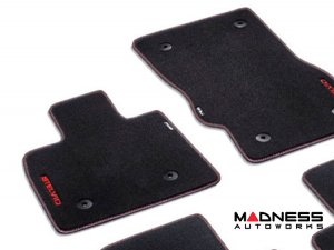 Alfa Romeo Stelvio Floor Mats - Genuine Alfa - Black Carpet - Red Trim Alfa Romeo Stelvio Floor Mats - Genuine Alfa - Black Carpet - Red Trim